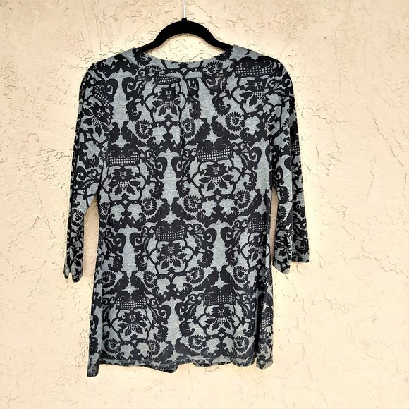 CYNTHIA ROWLEY BEADED BLOUSE 3/4 SLEEVE V-NECK - Picture 4 of 8